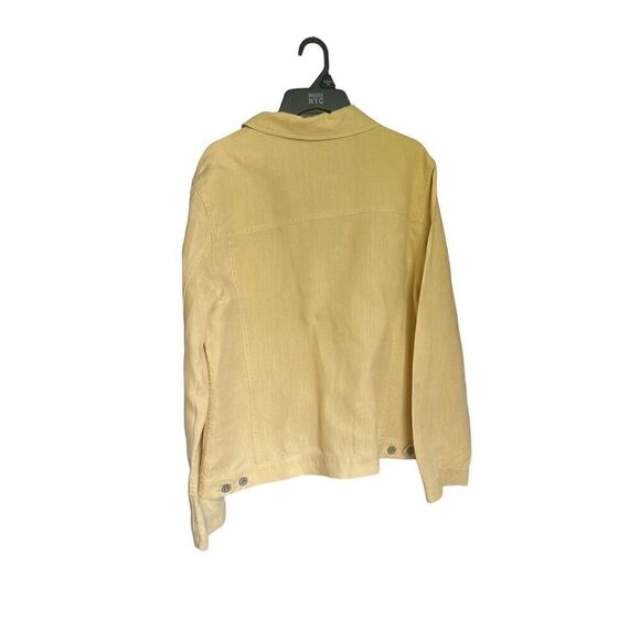 Eddie Bauer Size L Tall Lightweight Linen Yellow Button Up Shirt Jacket - Picture 3 of 11